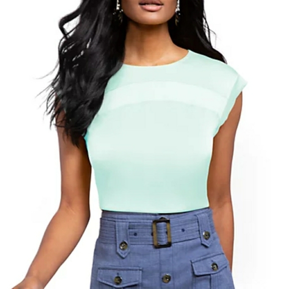 New York & Company Tops - NEW NY&Co Contrast Inset Top